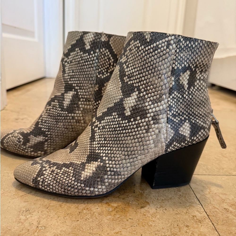 Dolce Vita Gray Snakeskin Ankle Boots